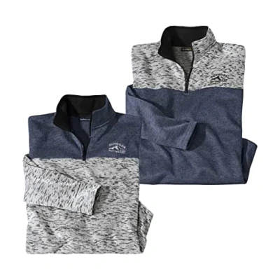 Imagen de ATLAS FOR MEN Pack de 2 Sudadera Forro Polar Hombre Cuello Cremallera Invierno Disponibles en Tallas Grandes la M a 5XL