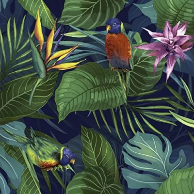 Imagen de Servietten Tiere 20 pájaros coloridos en la selva Decoración de mesa Urwald 33 x cm