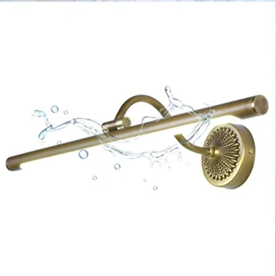 Imagen de ACHNC LED Lámpara de Espejo Baño Vintage, Impermeable Latón Aplique 240 Ángulo Ajustable Luz Maquillaje Gabinete 4000K,Latón,Ø58CM/12W