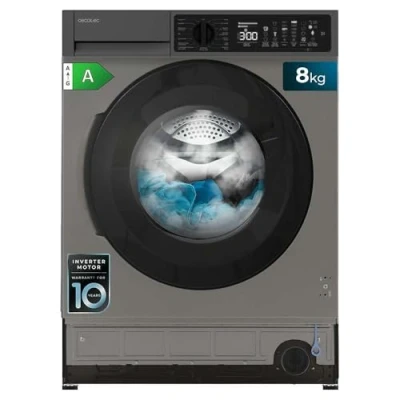 Imagen de Cecotec Lavadora 8Kg Carga Frontal Integrable Bolero DressCode 850 Bi Inverter Steel A. Acabado Acero Inox 1400 Rpm, 15 Programas, Clase A, Motor Plus, SteamMax, Stain Match Plus
