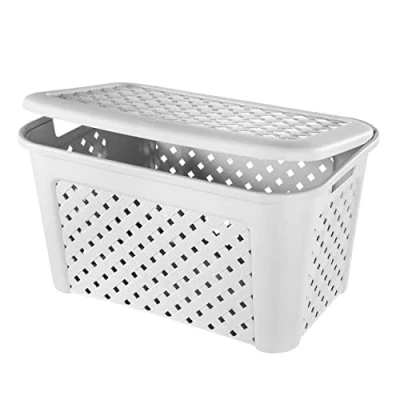 Imagen de Tontarelli Cesta Arianna con Tapa Modelo Blanco, 45 litros