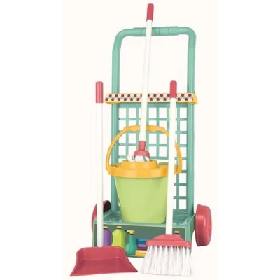 Imagen de TACHAN Carrito de Limpieza Verde Incluye recogedor, fregona, Cubo y Escoba Dimensiones 56X19X30cm (CPA Toy Group 778T00887)