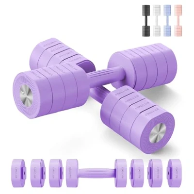 Imagen de Merach Mancuernas 2 en 1,Pesas y Ajustables Antideslizantes,1 4KG Pesos Fitness Kit,Juego de Mancuernas, para Musculación Gimnasio Casa,Regalo,Morado
