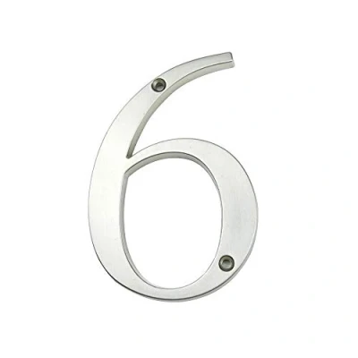 Imagen de HASWARE Letrero con número de casa, 4 pulgadas (10 cm), números puerta modernos, placa señalización, dirección aleación zinc (6, Plata)