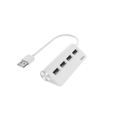 Imagen de Hub USB/Concentrador Hama 00200120, USB 2.0, Para portátiles, Plug &amp; Play, 4x Puertos USB, Blanco