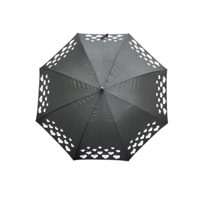 Imagen de Paraguas Corazones Cambia Color Lluvia ANTIVIENTO [3 Colores] (Negro)