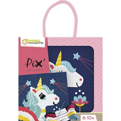 Imagen de Clairefontaine ES Avenue Mandarine KC112C Caja Pix Gallery que incluye 1 cuadro de punto cruz 14 x cm, hilo y aguja, unicornio
