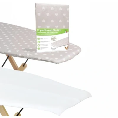 Imagen de ARCOL Funda elástica con muletón de Repuesto Compatible Tabla Planchar Foppapedretti, Fabricada en Italia, para 100% algodón (Beige Corazones Blancos)