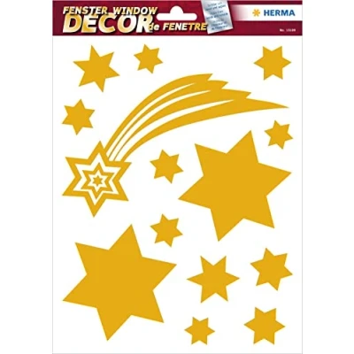 Imagen de HERMA 15109 decoración de Navidad, diseño estrella dorada (14 pegatinas, papel aluminio, brillante), despegable con motivos para niños, niñas y niños