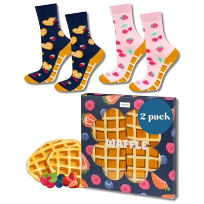 Imagen de soxo Postre Calcetines Mujer Divertidos Algodon Socks Regalos Originales Regalo Para Ella 35 40 Waffle 2 Pares