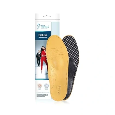 Imagen de Foot Morning Deluxe Plantillas Perfiladas para Calzado de Hombre y Mujer, Plantilla Cuero Curtido Natural Primera Calidad, Refuerzo del Arco, Unisex (37 EU)