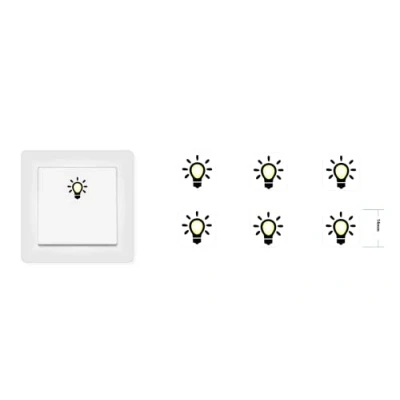 Imagen de Juego de 6 pegatinas luz con símbolo interruptor (RP8/1) (14 mm)