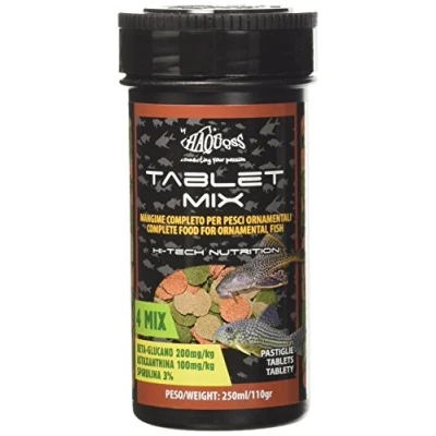 Imagen de Haquoss Tablet Mix Alimento en pastillas hundidas para peces limpiadores de fondo y cristal, 250 ml/90 g