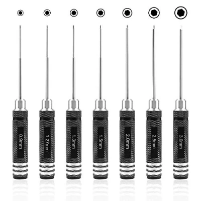 Imagen de 7 piezas destornillador hexagonal Juego de herramientas RC (0.9 mm 1.27 1.3 1.5 2.0 2.5 3.0 mm) para modelo RC, helicóptero