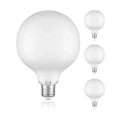 Imagen de ledscom.de 4 piezas bombilla LED E27, G125, blanco cálido (2700 K), 6,2 W, 845lm, vidrio esmerilado extra mate