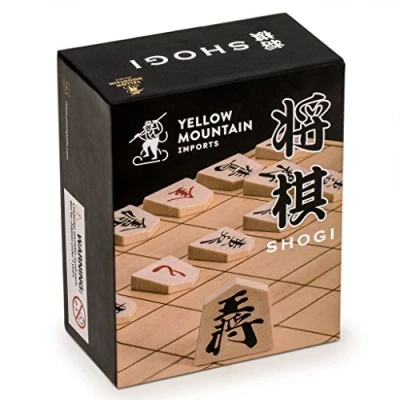 Imagen de Yellow Mountain Imports Juego de ajedrez japonés Shogi Madera Koma Tradicional Jugando Piezas con Papel Shogiban