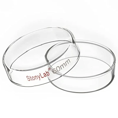 Imagen de stonylab Placa de Petri Vidrio, 60x15 mm Cultivo Celular Vidrio Borosilicato Esterilizable en Autoclave Placas con Tapa Transparente para Laboratorio