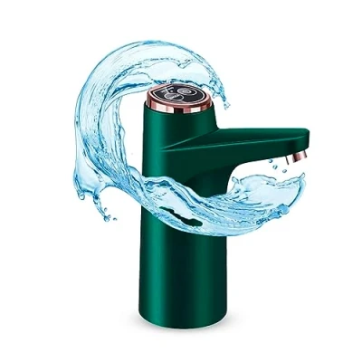 Imagen de NK Dispensador de Agua Indicador LED, Batería 1500 mAh Recargable por USB, Material Protector Silicona, Compatible con Garrafas y Botellas 4,5L, 5L, 7,5L, 10L, 11,3L, 15L, 18,9L (Verde)