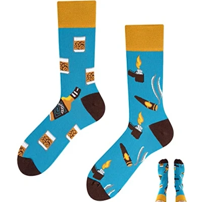 Imagen de TODO Colours Mismatched Crazy Fun Calcetines Muñeco de nieve Papá Noel para hombre, mujer