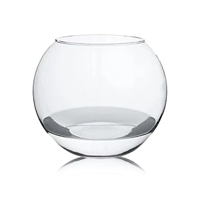 Imagen de JUANIO Florero o Pecera de Cristal, Acuario para Peces Flores Diámetro 23.9 x Altura 20 cm
