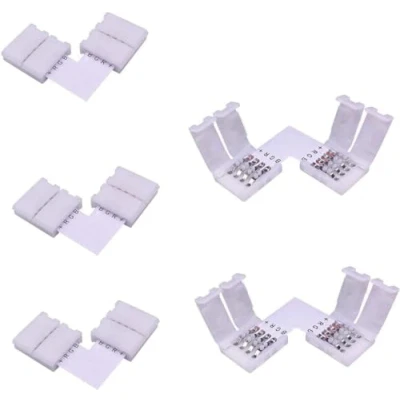 Imagen de LitaElek 5pcs Conector Esquina Tira LED RGB 5050 10mm Ancho Forma L Cinta 4 Pin Strip Connector Adaptador Banda Pines ángulo Recto para Strip, Blanco
