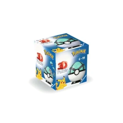 Imagen de Ravensburger, Pokémon Puzzle 3D Pokeball Bola Red, Pokebola verde, puzzles niños 6 años, construcción, 54 piezas numeradas, Fácil montaje, Incluye un soporte para decorar