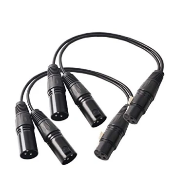 Imagen de Devinal cable divisor XLR hembra a 2 macho, doble macho equilibrado, adaptador de 3 pines conectores XLR, 1 pie, paquete