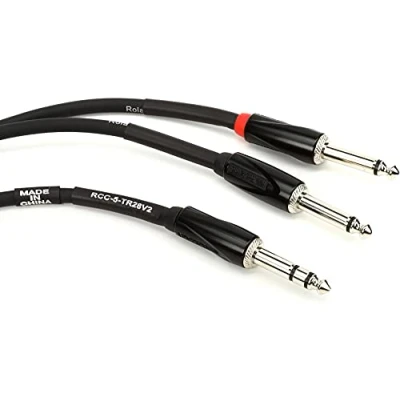 Imagen de Cable de inserción/divisor interconexión la serie Black Roland — TRS 1/4 pulgada a dos conectores pulgada, 1,5 m longitud RCC 5 TR28