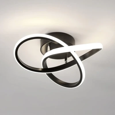 Imagen de Comely Lámpara de Techo LED Moderna, 30W 3375LM Plafon con forma Flor para Dormitorio, Pasillo, Cocina, Baño, Negro, Luz Natural 4500K