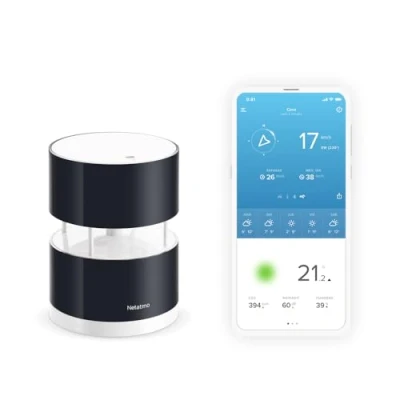 Imagen de Netatmo NWA01 WW Anemómetro para la Estación Meteorológica, Negro/Transparente, 8.5x8.5x11 cm