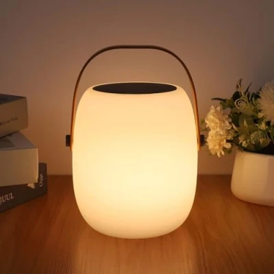 Imagen de ZWOOS Lamparas de Mesita Noche Sin Cable, Energía Solar/Recargable USB, Luce LED RGB con Modo Parpadeo Vela, Impermeable IP54, Control Remoto