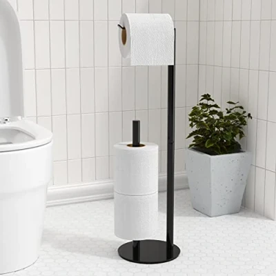 Imagen de Portarrollos de Papel higiénico Color Negro, Soporte para Rollos y dispensador 3 higiénico, Accesorio baño