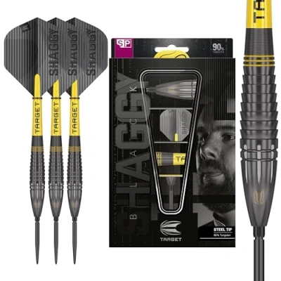 Imagen de Target Darts Scott Williams Negro out 90% Tungsten Steel Tip Set 23g Juego de Dardos Punta Acero, Suiza, Herramienta SP Incluida, Edición Jugador Shaggy