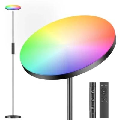 Imagen de YICAIZI LED Lámpara de Pie Salon 36W RGB, Regulable Floor Lamp, Superbrillante, Color ajustable temperatura 2700K a 6500K, Control remoto y táctil, la sala estar