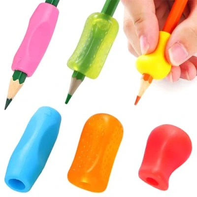 Imagen de OSteed 21 empuñaduras para lápices escritura a mano niños, agarres de silicona 3 estilos adultos, ayuda escritura, soporte triangular niños zurdos, fácil agarre,