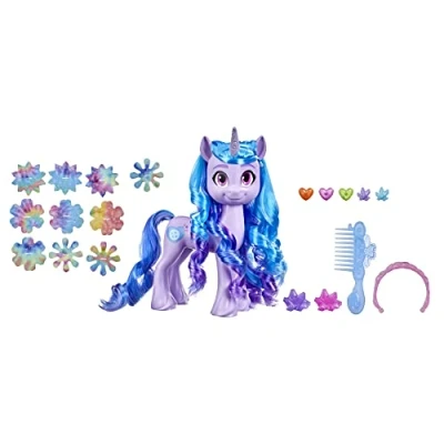 Imagen de My Little Pony: A New Generation Magic Unicornio Estilos Izzy Moonbow, Juguete Exclusivo Pony, 17 Accesorios para el Cabello
