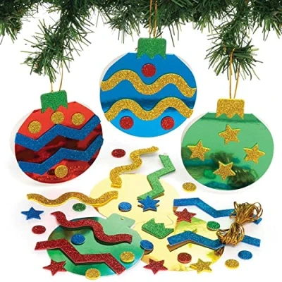 Imagen de Baker Ross FE911 Kit de Tarjetas Bolas Navideñas Paquete 8, Espacios en Blanco para Hacer Tarjetas, haz tus Propias Navideñas, Ideales Proyectos Manualidades Niños