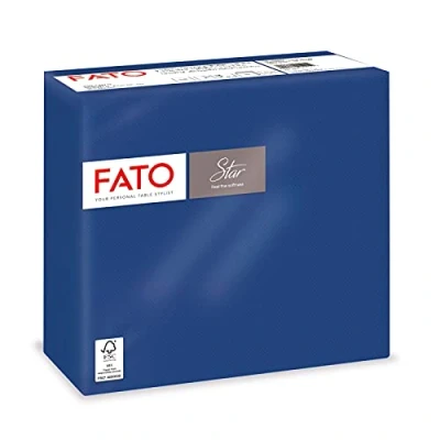 Imagen de Fato Servilletas de Papel Desechables, Suavidad y Blandura, Paquete 40 Servilletas, Tamaño 38x38 dobladas en 4, 2 capas, Color Azul Noche, 100% Puro Celulosa, Certificado FSC