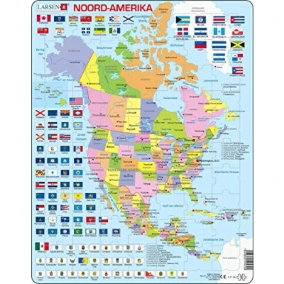 Imagen de Larsen K17 Política de América del Norte, edición en Holandés, Puzzle Marco con 70 Piezas