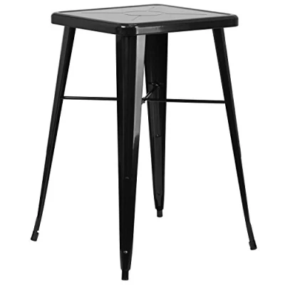 Imagen de Flash Furniture Aaron Mesa Cuadrada de Metal Negro Grado Comercial 60.3 cm para Interiores y Exteriores