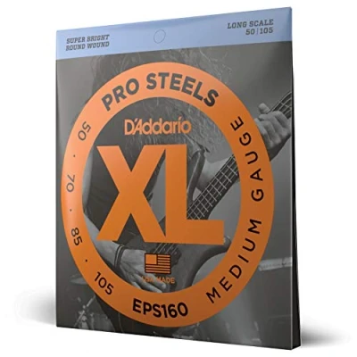 Imagen de D&#039;Addario EPS160 XL ProSteels Medio (.050 .105) Electric Bass Guitar Strings, Escala larga