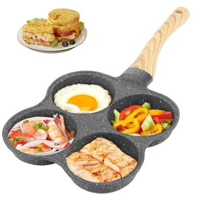 Imagen de GAESHOW Sartén Tortitas, para Huevos de 4 Tazas, Antiadherente Panqueques Aluminio, Revestimiento Antiadherente, Estufa Gas y Utensilios Cocina Inducción