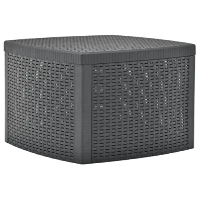 Imagen de SATURNIA 8330145 Mesa Resina Auxiliar Simil Rattan Cofre 53x53x40 cm.