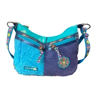 Imagen de Macha bolso de hombro algodón y cuero para mujer, bohemio hippie indio colorido étnico (Turquesa 01)