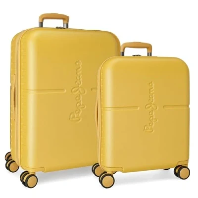 Imagen de Pepe Jeans Highlight Juego de maletas Amarillo 55/70 cms Rígida ABS Cierre TSA integrado 116L 7,54 kgs 4 Ruedas dobles Equipaje Mano