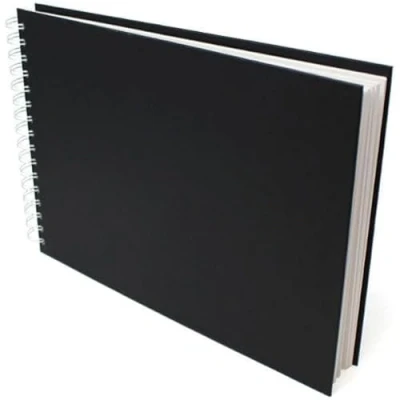 Imagen de Artway Studio Cuaderno de dibujo A3 encuadernado en espiral Apaisado 96 Caras/48 Páginas papel 170 gsm negro tapa dura