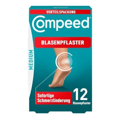 Imagen de Compeed Apósitos para ampollas, tamaño mediano, pack ahorro hidrocoloides contra ampollas en los talones, de 12 unidades