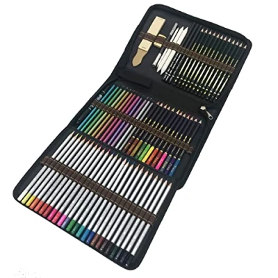 Imagen de 72 lapices colores profesionales,kit para dibujar a lapiz,dibujos lapiz con color y herramientas de dibujo,Incluye lápices metálicos,acuarelables,carbón,lápices pastel caja lápiz