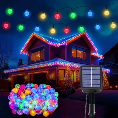 Imagen de Realky Guirnaldas Luces Exterior Solar, 100 LED 8 Modos Guirnalda Solares con Función de Memoria, IP65 Impermeable 18M Cadena Luz Solar para Jardín, Patio, Navidad, Fiesta (Multicolor)