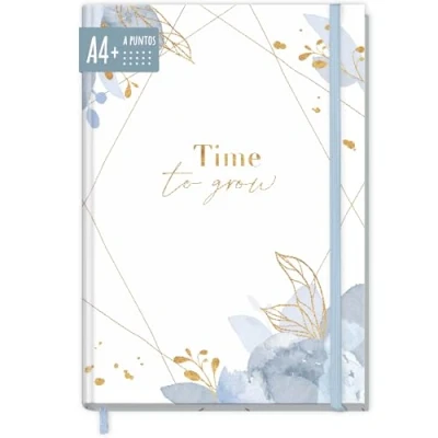 Imagen de paper&amp;you® Bullet Journal punteado A4+ con banda elástica [Time to Grow] 156 páginas cuaderno punteado, de bocetos, diario sostenible y neutro para el clima